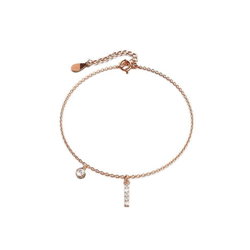 Solid 925 Sterling Silver Initial Crystal Personalised Alphabet Letter Bracelet Rose Gold Filled